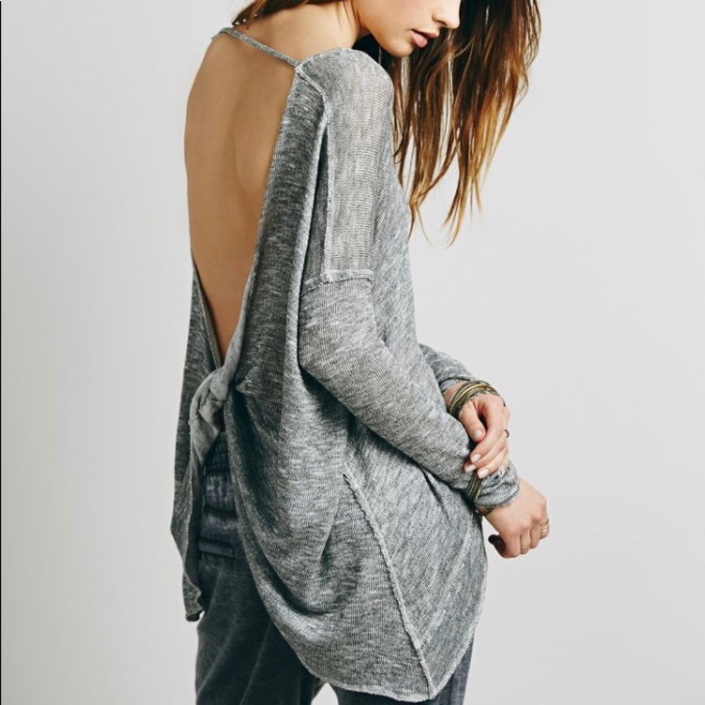 Light blue free people sweater with open back